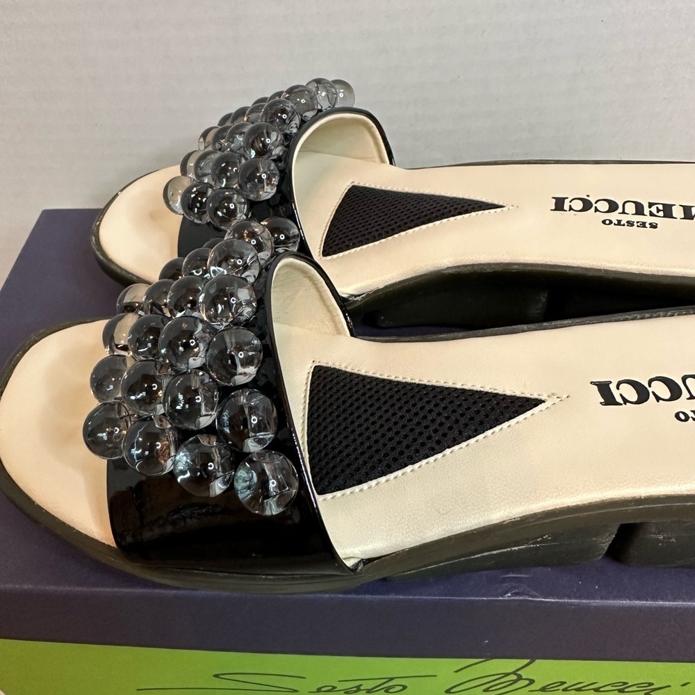Vintage Sesto Meucci Black Beaded Slide Sandals, size 4.5M, pre loved - Picture 3 of 6